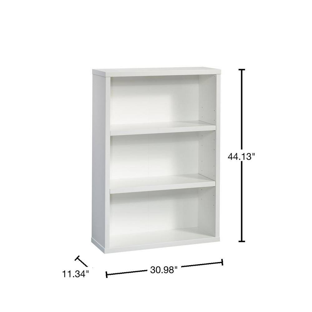 SAUDER 44.134 in. Soft White 3-Shelf Standard Bookcase 427263