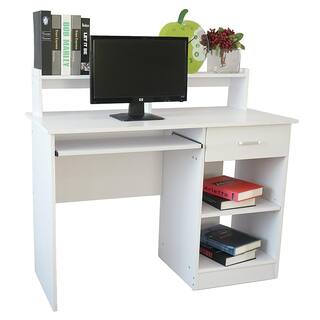 Winado 43.3 in. Modern E1 15MM Chipboard White Computer Desk 951228123593