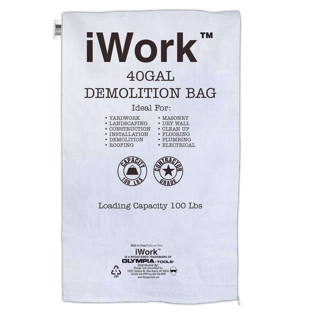 iWork 40 Gal. Contractor Trash Demolition Bags (20-Count) 83-658-220