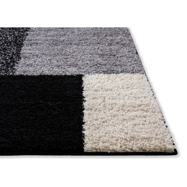 Shag Cubes Modern Geometric Blocks Squares Easy Care Thick Soft Living Room Area Rug