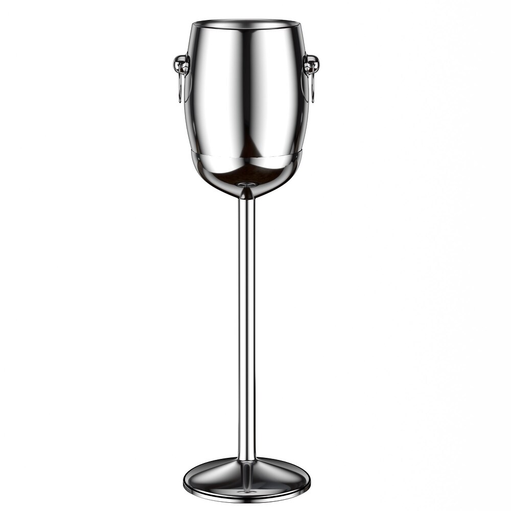 Stainless Steel Traditional Ice Bucket w/ Stand Wine Holder   10.2\