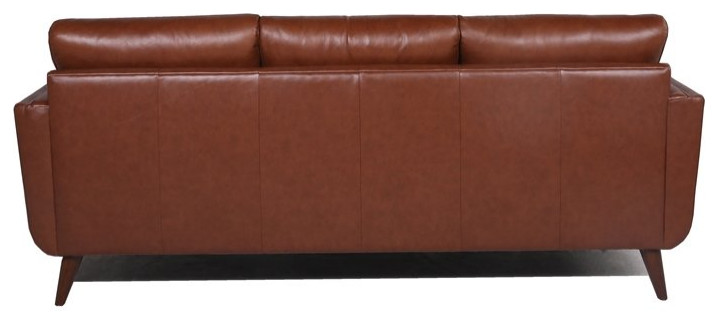 Bowery Hill 19.5 quotMid Century Leather Upholstered Sofa in Cobblestone Brown   Midcentury   Sofas   by Homesquare  Houzz