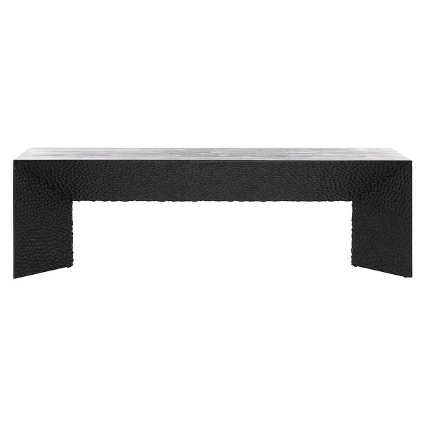 Cordilia 60-inch Long Black Pine Dining Bench with Textured Sides and Belly