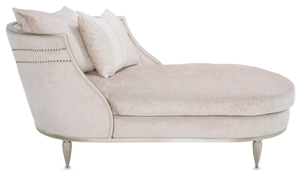 London Place Chenille Chaise   Parchment   Traditional   Indoor Chaise Lounge Chairs   by Michael Amini  Houzz