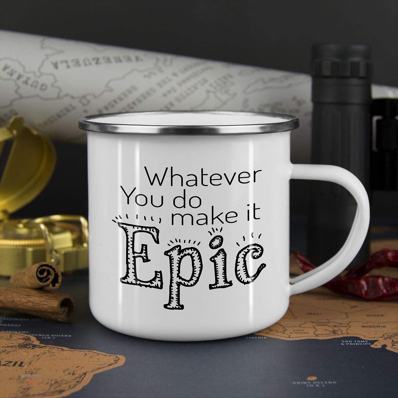 Make It Epic NEW WhiteTea Coffee Enamel Mug10 oz | Wellcoda