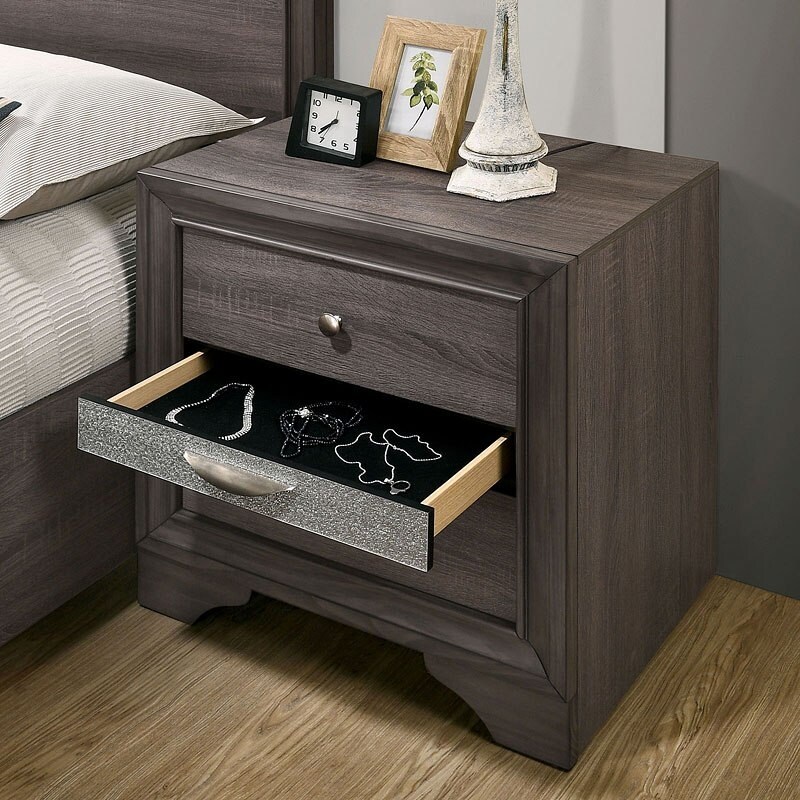 Modern Nightstand  Hidden Jewelry Drawer  Bedside Table for Bedroom