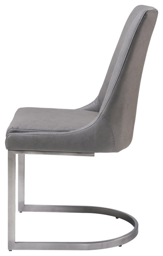 Modus Oxford Faux Leather Dining Side Chair in Distressed Basalt Gray (Set of 2)   Contemporary   Dining Chairs   by Homesquare  Houzz