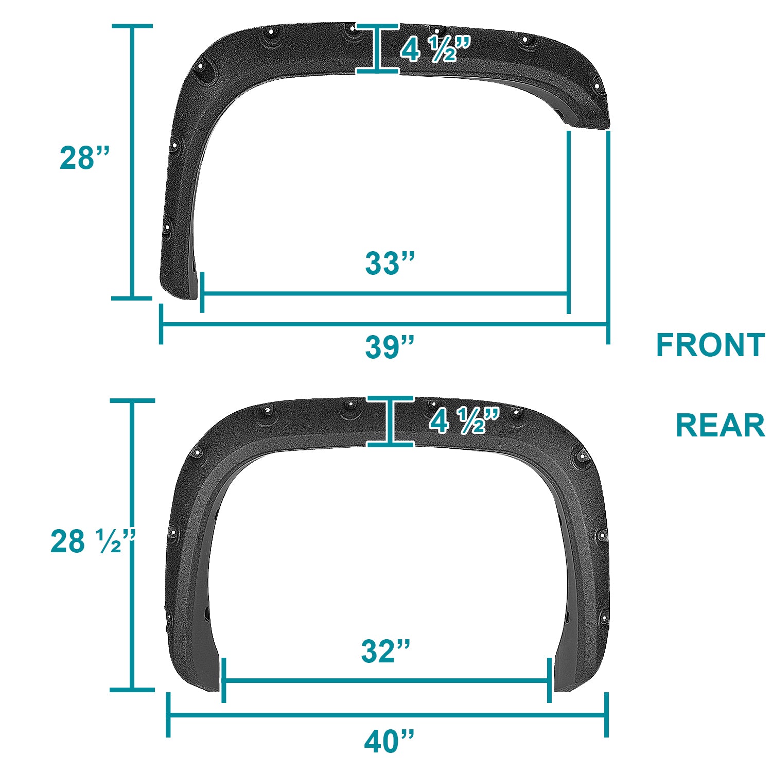 Spec-D Tuning 4PC Front + Rear Rough Texture Pocket Style Fender Flares Compatible with Dodge Ram 1500 2500 3500 1994-2001