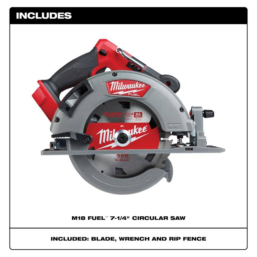 MW M18 FUEL 18-V Lithium-Ion Brushless Cordless Hammer Drill and Impact Driver Combo Kit (2-Tool) w7-14 in Circular Saw 3697-22-2732-20