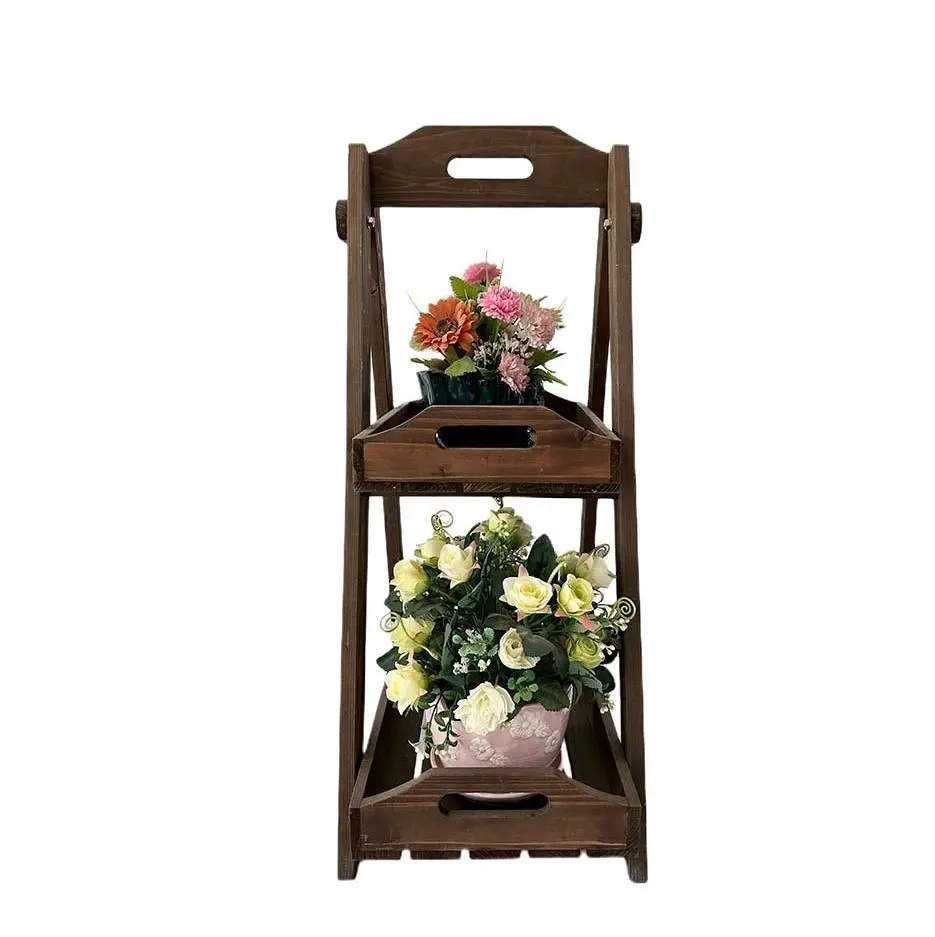 Manufacturer supply standing plant stand garden home nursery fir wood plant stand