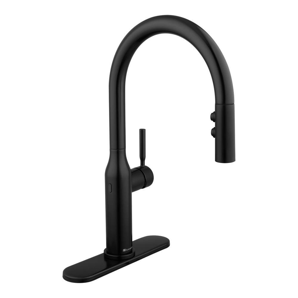 Glacier Bay Upson Single-Handle Touchless Pull-Down Sprayer Kitchen Faucet with Soap Dispenser in Matte Black HD67857-0010H