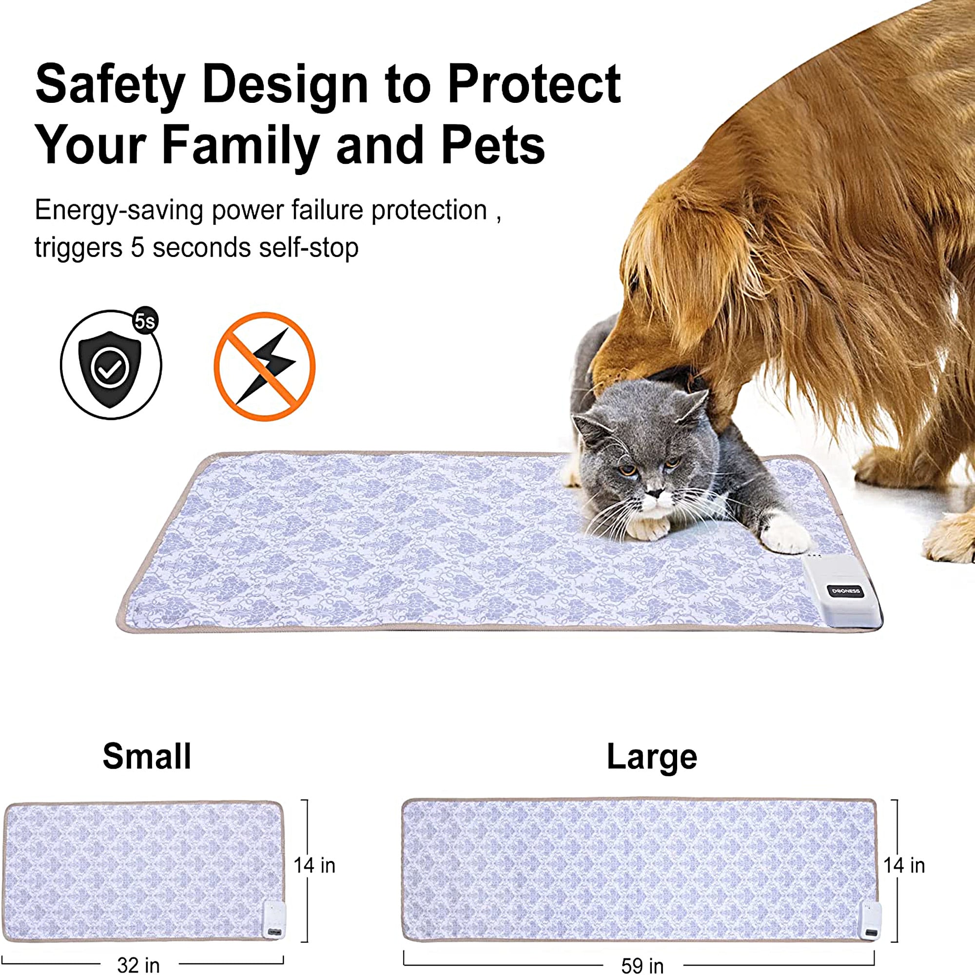 Dogness Long Gray Ornate Electronic Pet Training Mat， 59.1