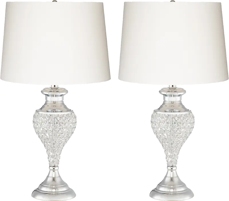 Polished Chrome Glitz and Glam Pair of Table Lamps