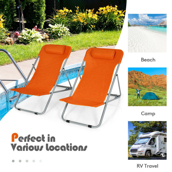 Costway 41062578 Portable Beach Chair Set of 2 wit...