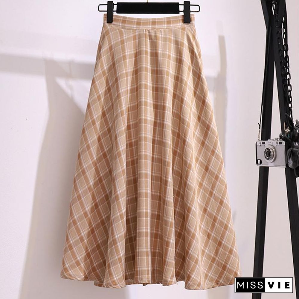 Elegant Chiffon Blouse+Plaid Skirt P11339