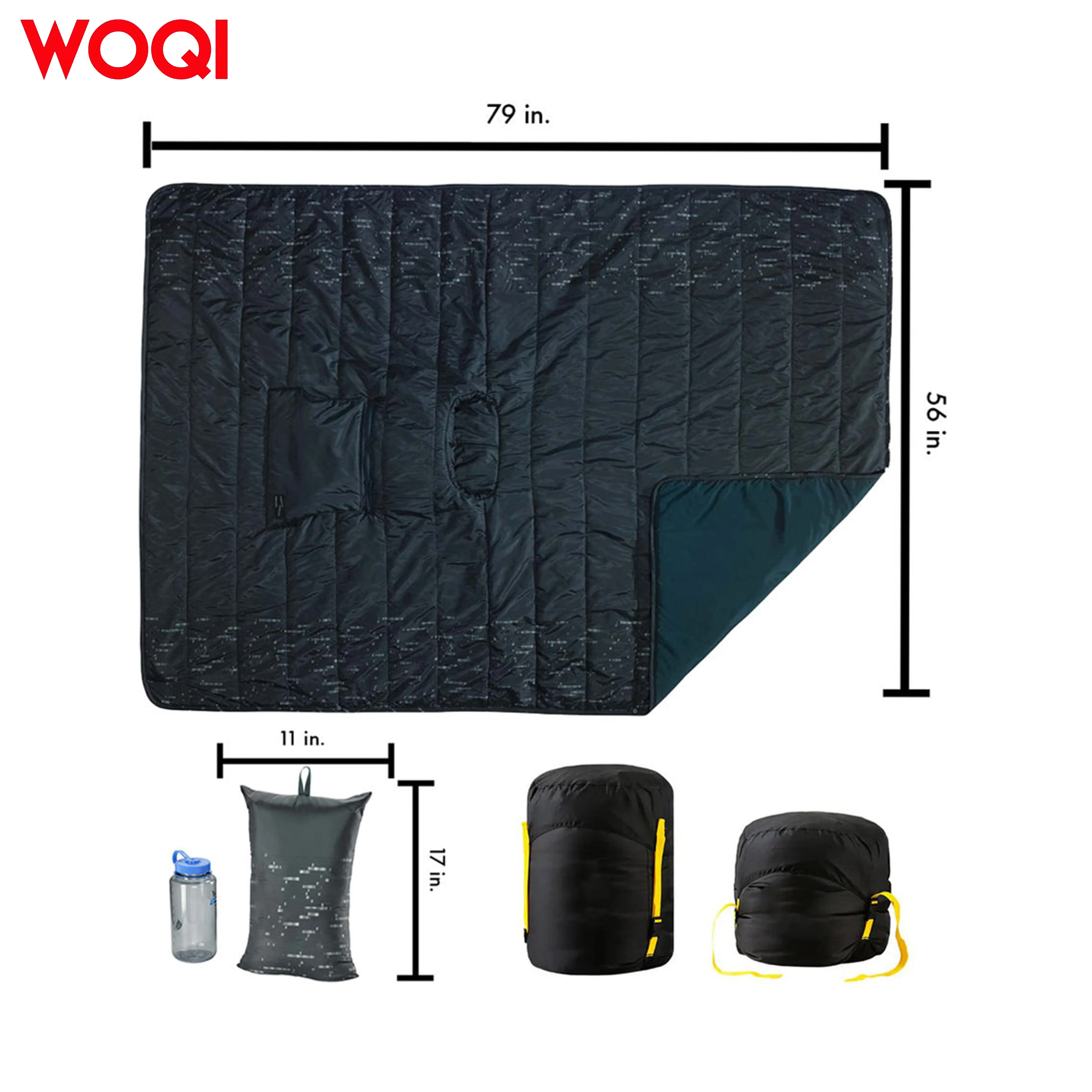 WOQI waterproof portable blanket Camping electric hoodie winter blanket