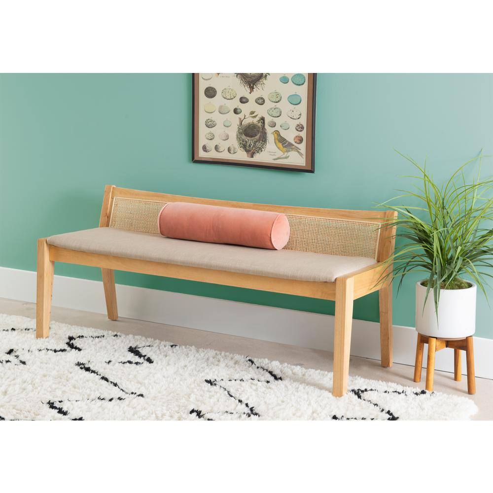 Powell Company Tara Natural 52.36L x 18.75D x 23.37H Cane Bench with Padded Seat HD1546S20B