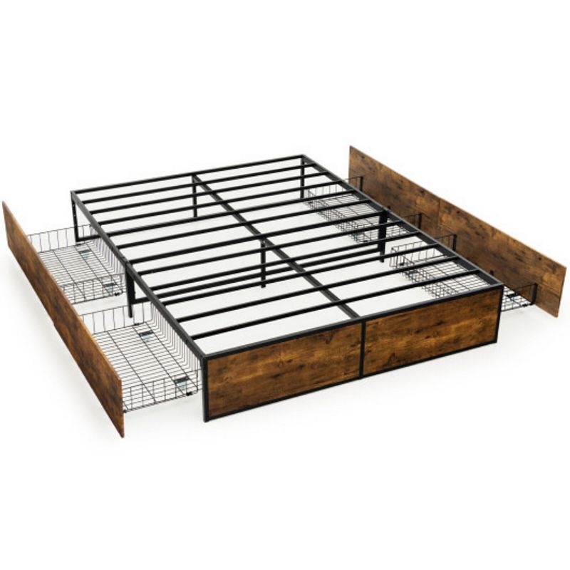 Metal Bed Frame with 4 Drawers-Queen Size💝(LAST DAY CLEARANCE SALE 70% OFF)