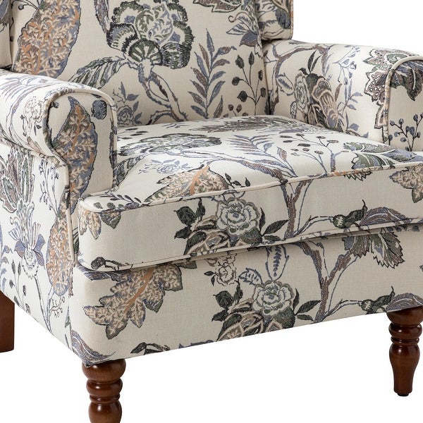 Epimethis Traditional Fabric Accent Armchair with Turned Legs by HULALA HOME