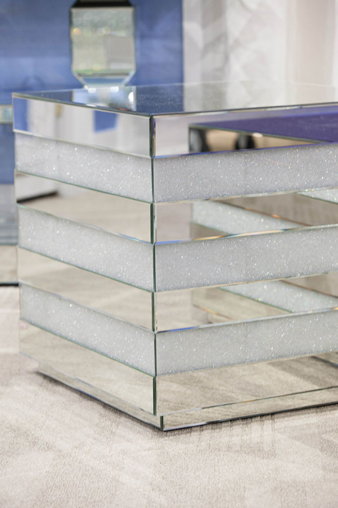 Montreal Mirrored Square End Table   Contemporary   Side Tables And End Tables   by Michael Amini  Houzz