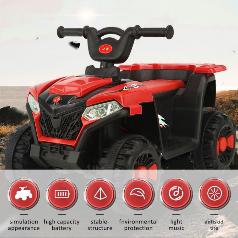 Cmgb 6V Ride On Atv for Kids,Electric 4-Wheeler Car with LED Headlights,Children's Electric ATV with LED Headlights