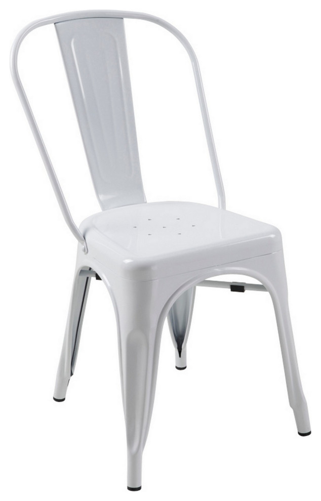 Benzara BM288207 25 quotOutdoor Dining Side Chair  Bright White Metal Frame   Industrial   Outdoor Dining Chairs   by Uber Bazaar  Houzz