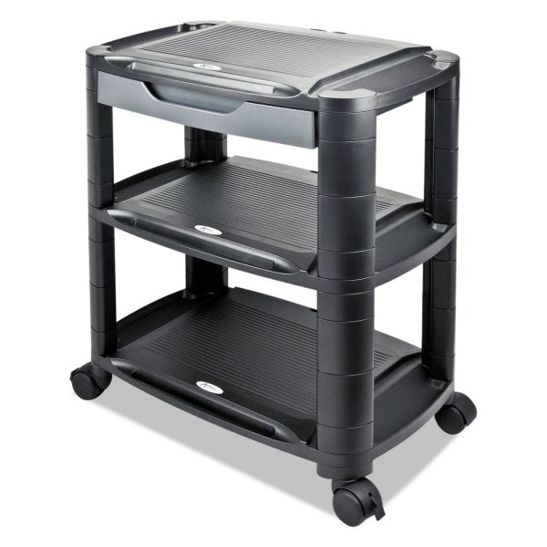 Alera 3-in-1 Cart/Stand， Plastic， 3 Shelves， 1 Drawer， 100 lb Capacity， 21.63