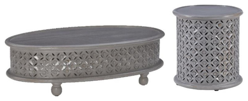 Home Square 2 Piece Set with Coffee Table and Accent Table in Blue   Coffee Table Sets   by Homesquare  Houzz