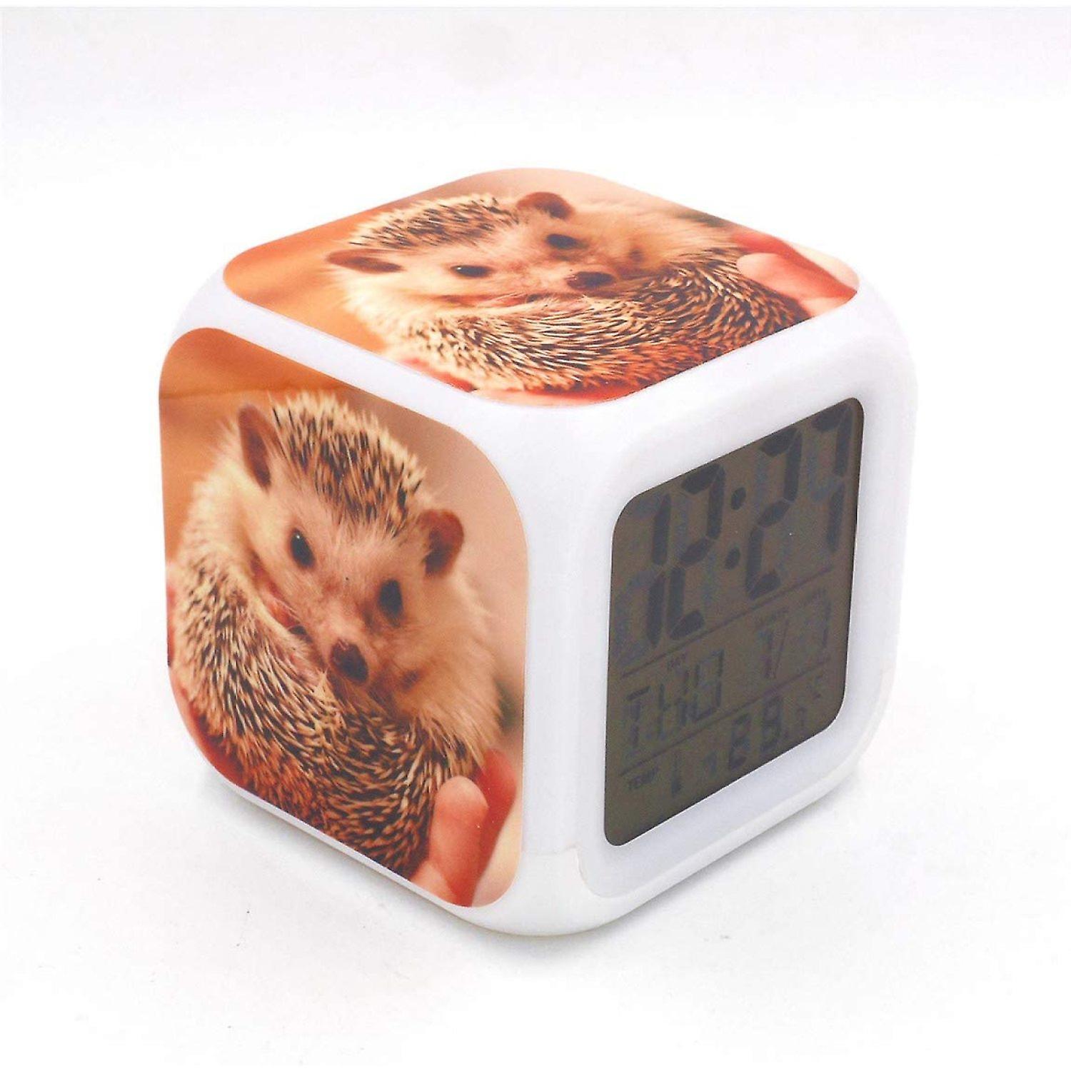 3desk and Shelf Clock Hedgehog Pet Digital Alarm Clock With Led Lights Yellow Table Clock For Kids Teenagers Adults Home/office Decor