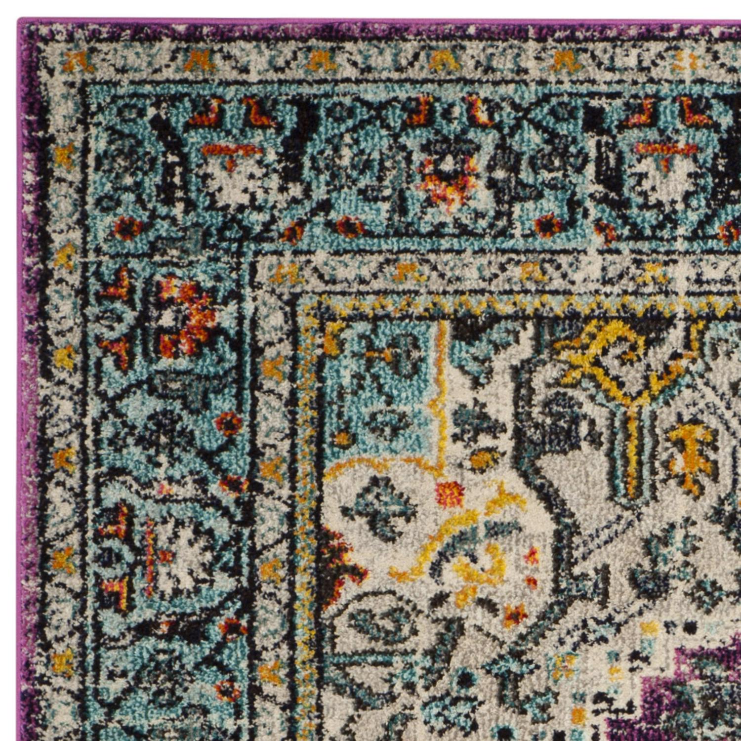 SAFAVIEH Monaco Durward Traditional Area Rug， Violet/Light Blue， 51 x 77