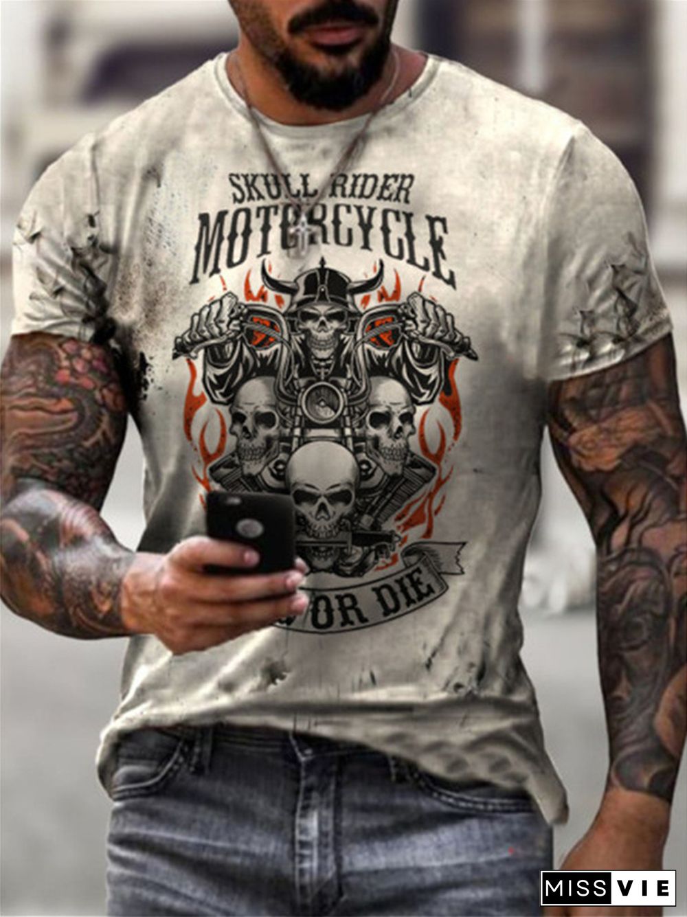 Summer Round Neck Casual Wear Men's Tops Short-sleeved Sports T-shirt 3D Digital Printing