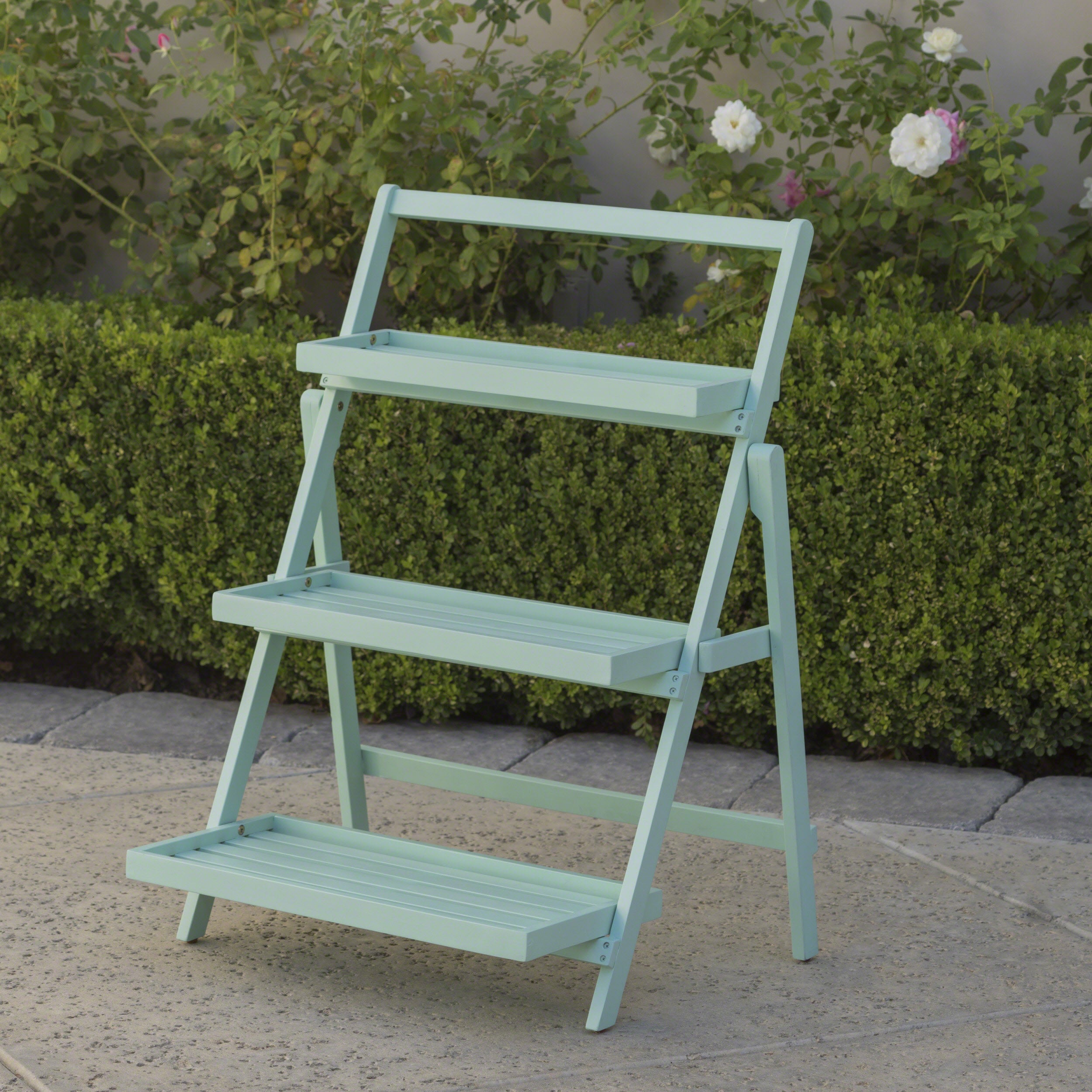 Topside Outdoor Acacia Wood Plant Stand