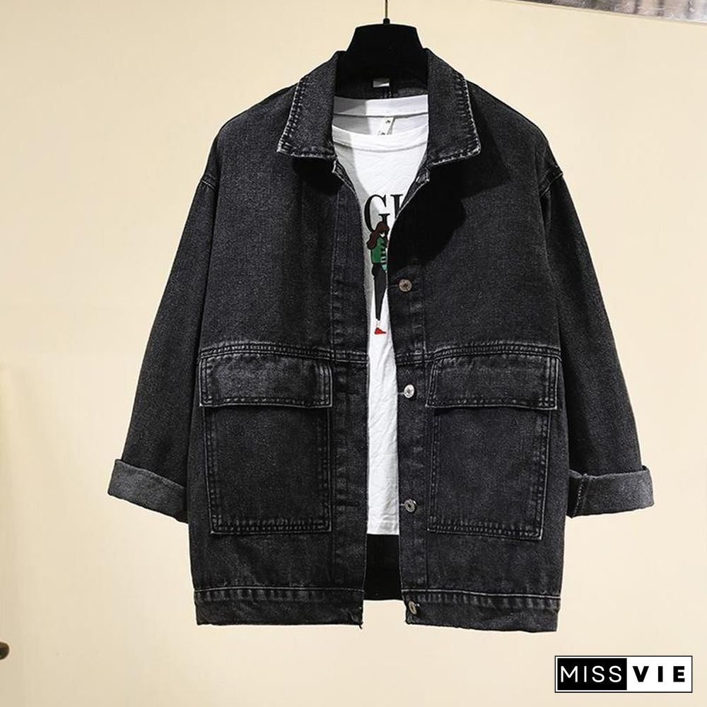 Denim Jacket Women'S Spring Autumn New Korean Loose Outwear Bf All-Match Female Casual Tops Short Jeans Jacket Basic Coat