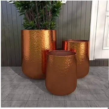 Elegant Design Gold Plated Metal Flower Vase Planter Medium Size Floor Planter At Wholesale Price Garden and Home Use