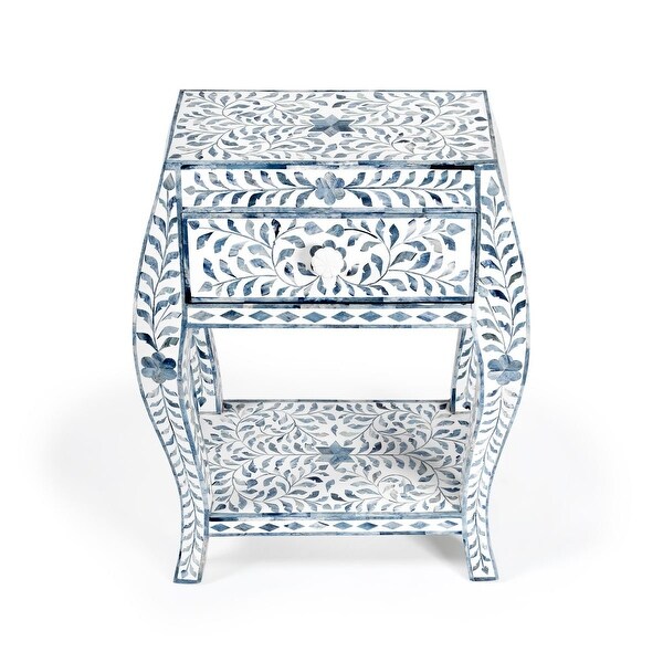 Offex Trubadur Blue and White Bone Inlay Side Table - 19