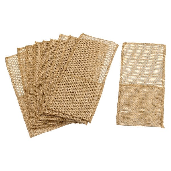 10Pcs Burlap Lace Utensil Holder Knife Fork Bag Cutlery Pouch for Wedding Decor - Light Brown