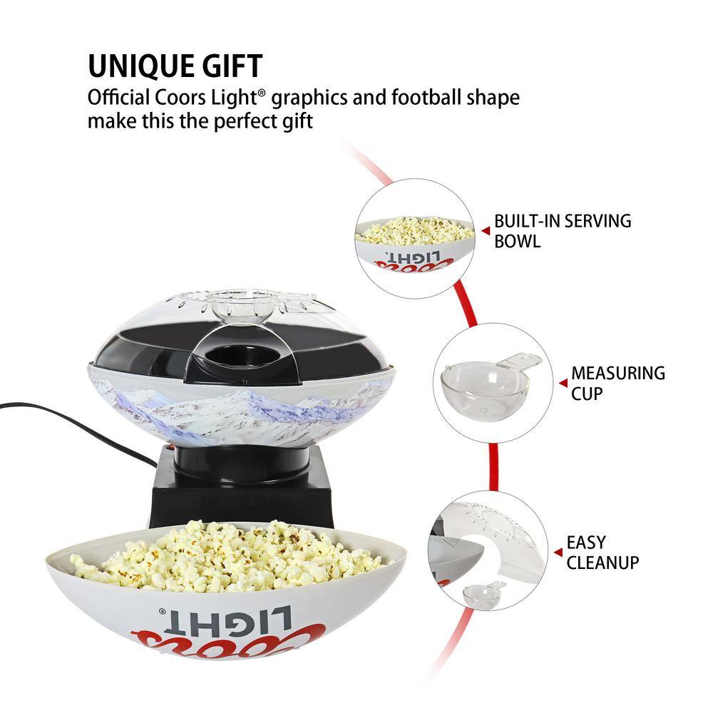 Coors Light Coors Light Hot Air Popcorn Maker Air-Popper with Football Serving Bowl Butter MelterMeasuring Cup CLFPM-1