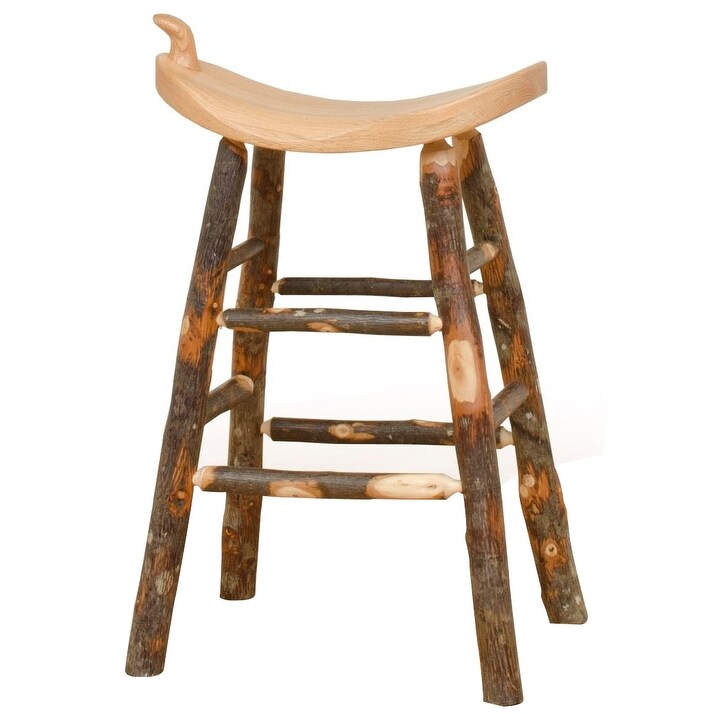 Hickory Log Western Saddle Stool