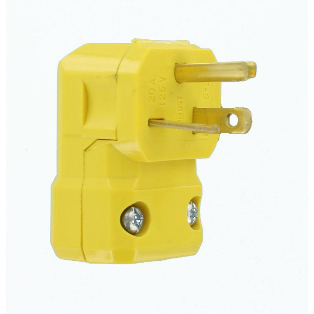 Leviton 20 Amp 125-Volt Python Straight Blade Angle Grounding Plug Yellow 5356-VA