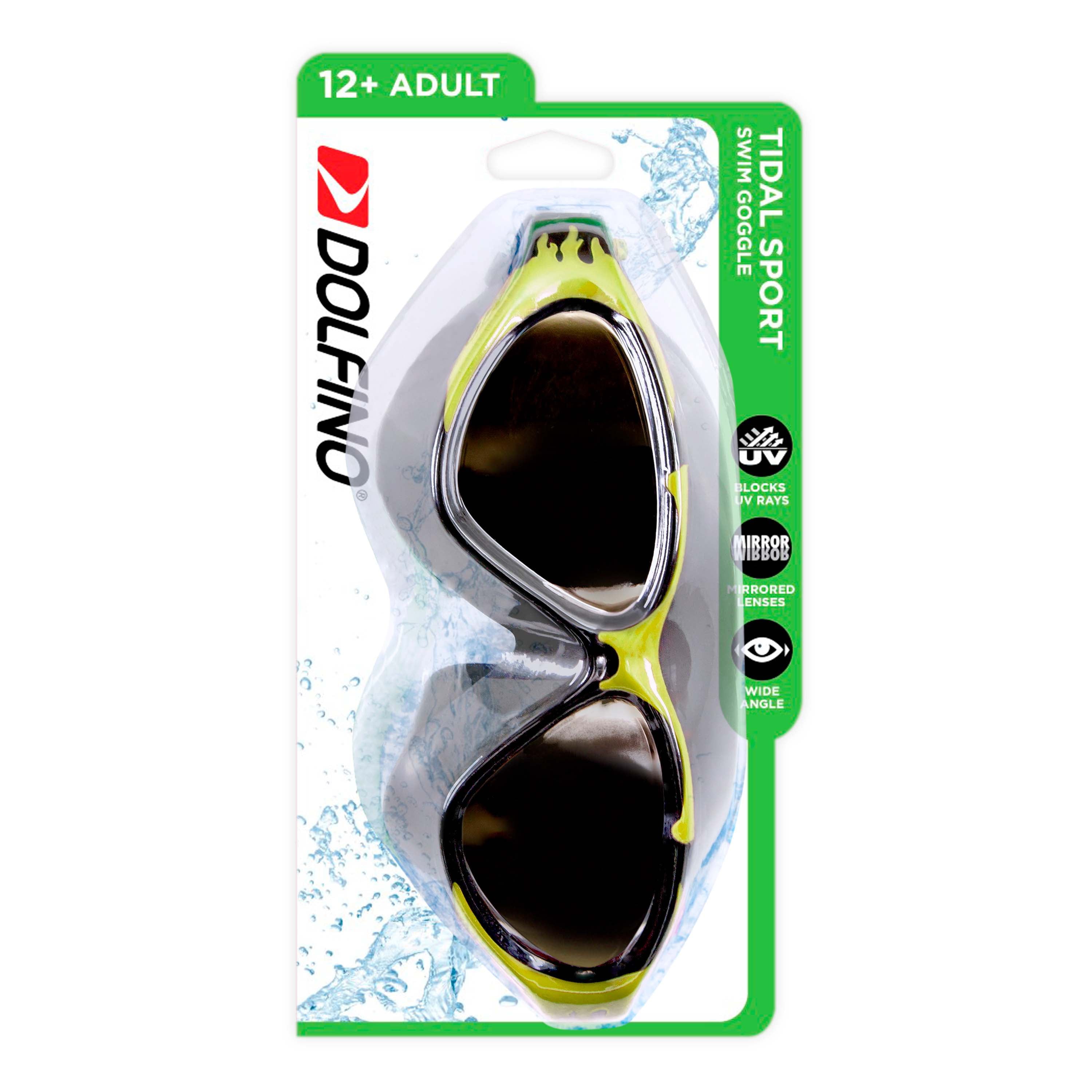 Dolfino Tidal Sport Mirrored Black and Green Swimming Sport Goggles