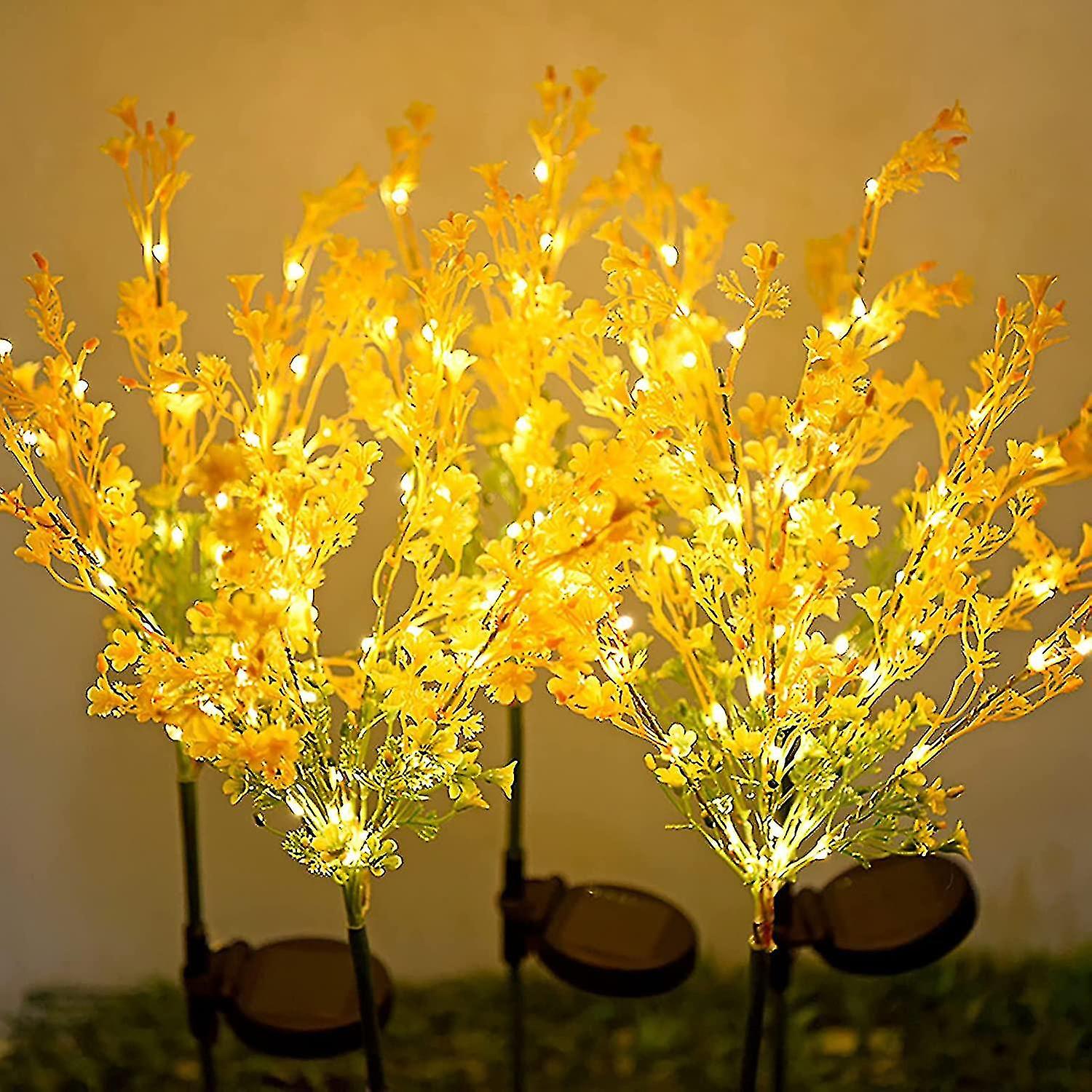 Flower Led Outdoor Solar Lights， Simulation Canola Flower Garden Yard Landscape Lamp Decorations Pathway Party Ornaments