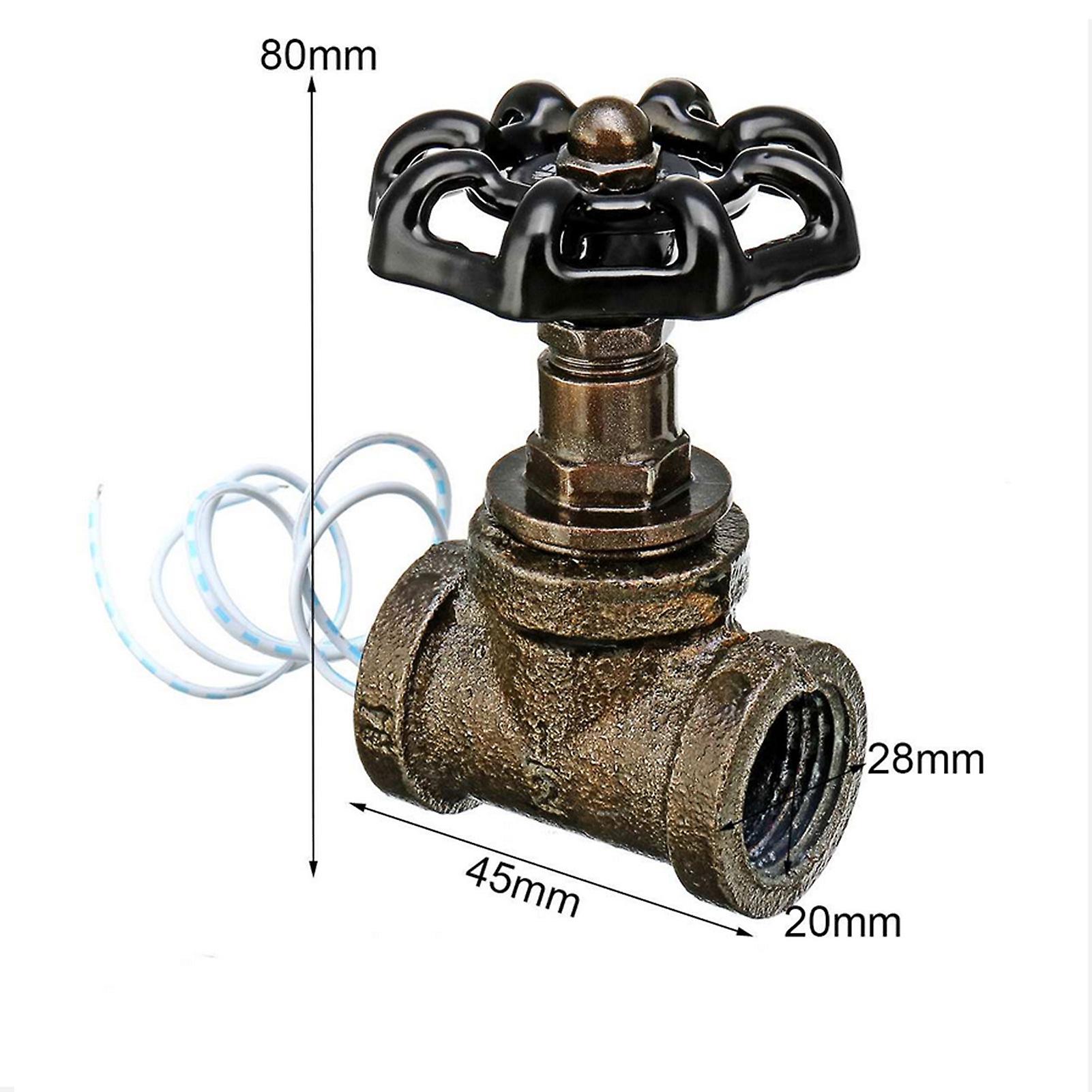 1/2 Inch Vintage Steampunk Lamp Stop Valve Light Switch With Wire Iron Valve For Loft Style Water Pipe Fixtures Lighting No.218424