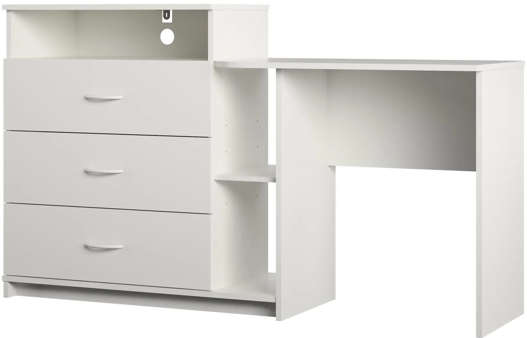 Rebel Transitional White 3 in 1 Media Dresser and Desk Combo