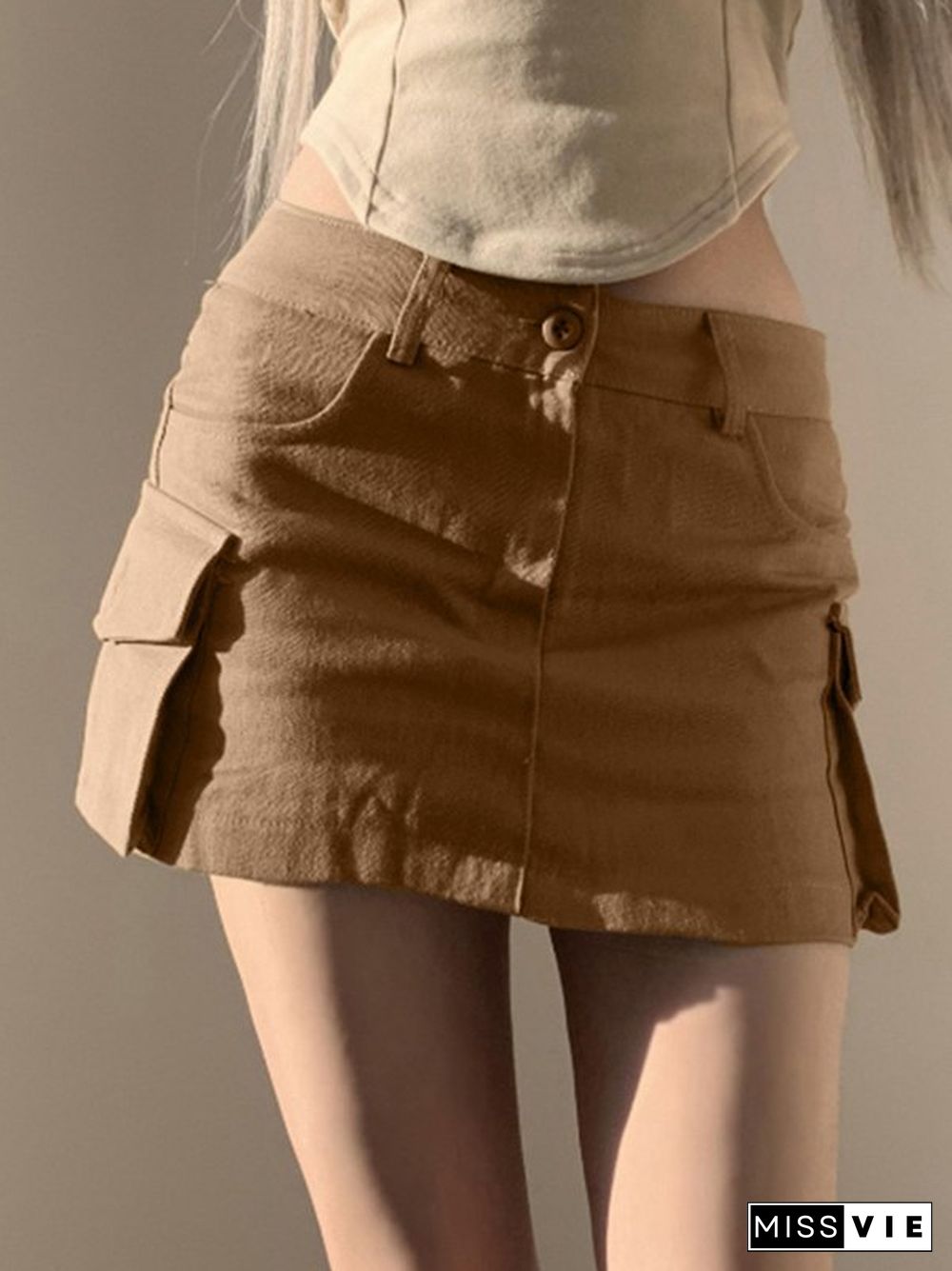 Vintage Khaki Cargo Mini Skirt