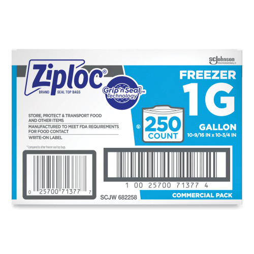 Ziploc Double Zipper Freezer Bags， 1 gal， 2.7 mil， 10.56