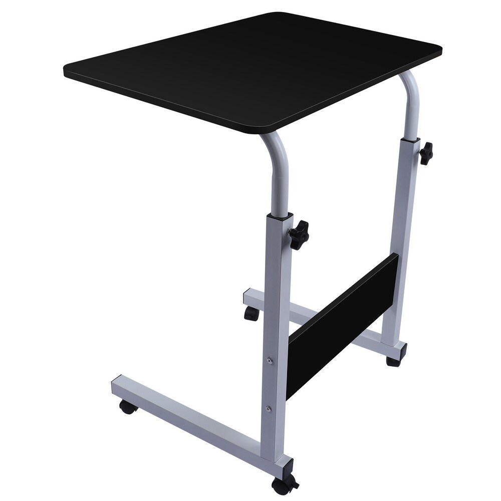 Adjustable Height C Shaped End Table Mobile Laptop Desk Rolling Stand   23.6\