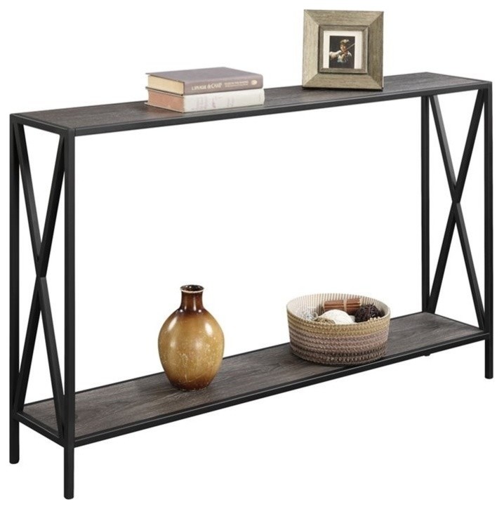 Pemberly Row Console Table in Black   Industrial   Console Tables   by Homesquare  Houzz