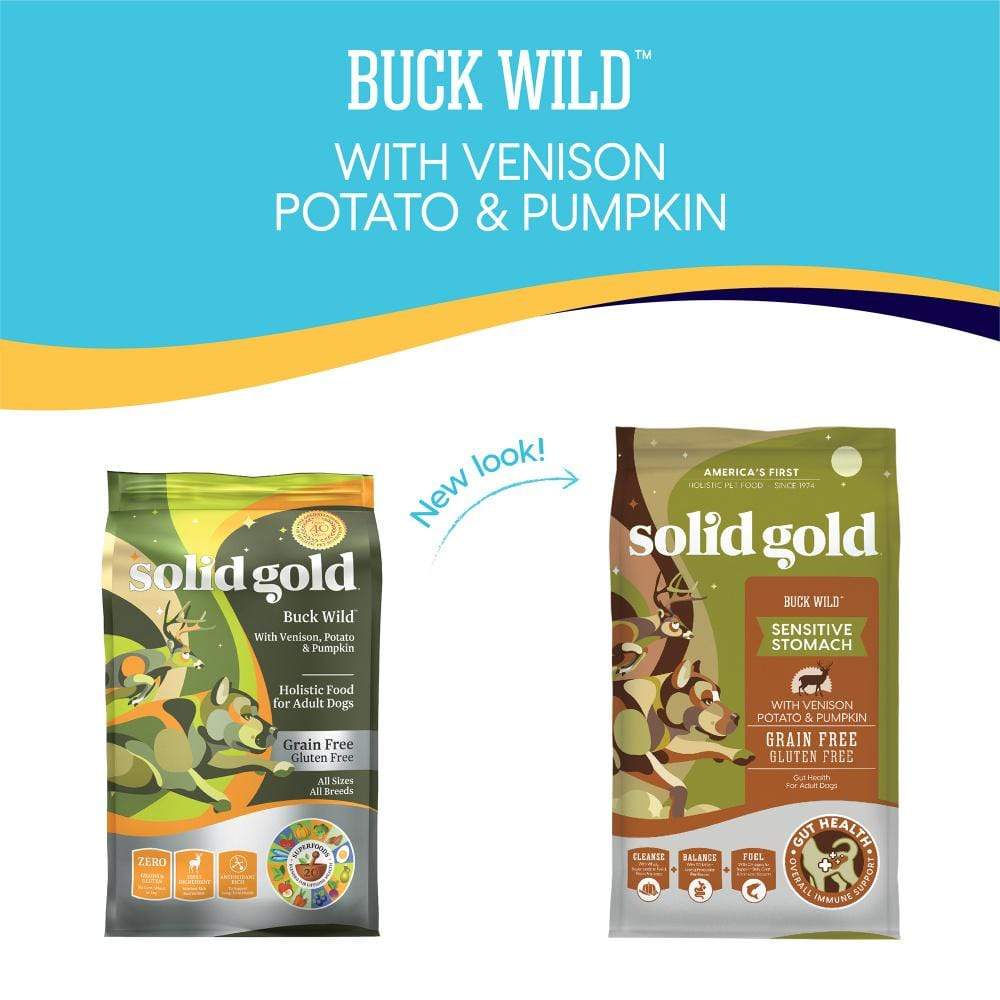 Solid Gold Buck Wild Adult Venison， Potato， and Pumpkin Recipe Dry Dog F