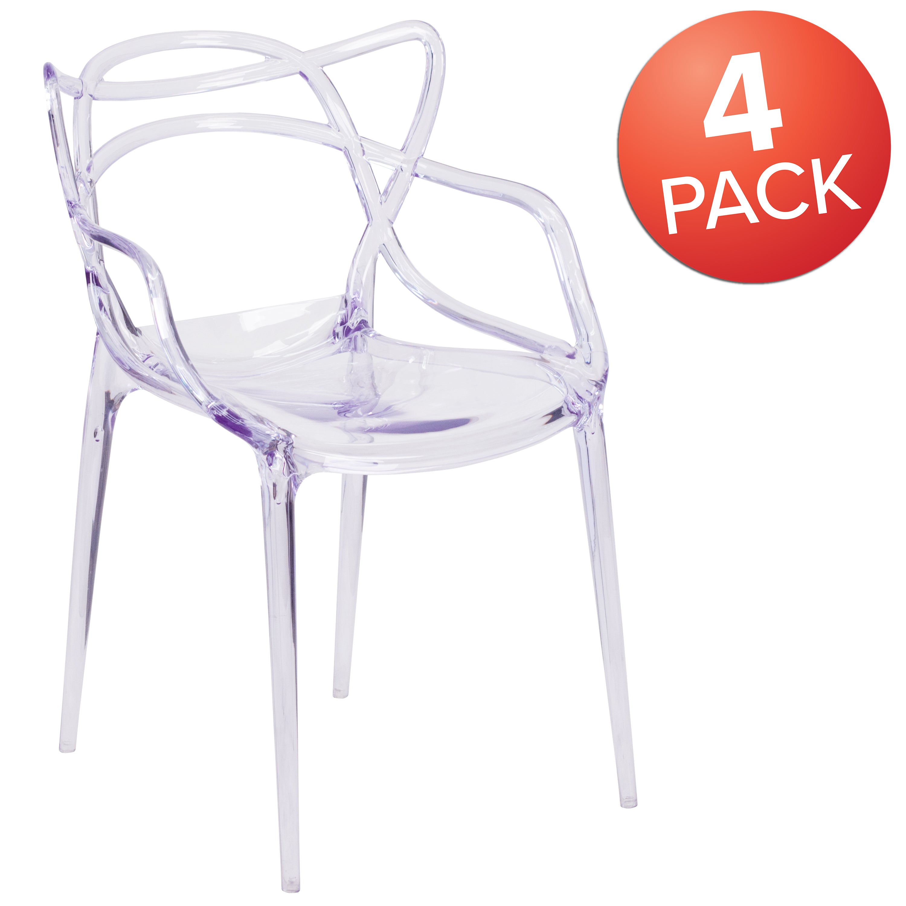 Flash Furniture 4 Pack Nesting Series Transparent Stacking Side Chair