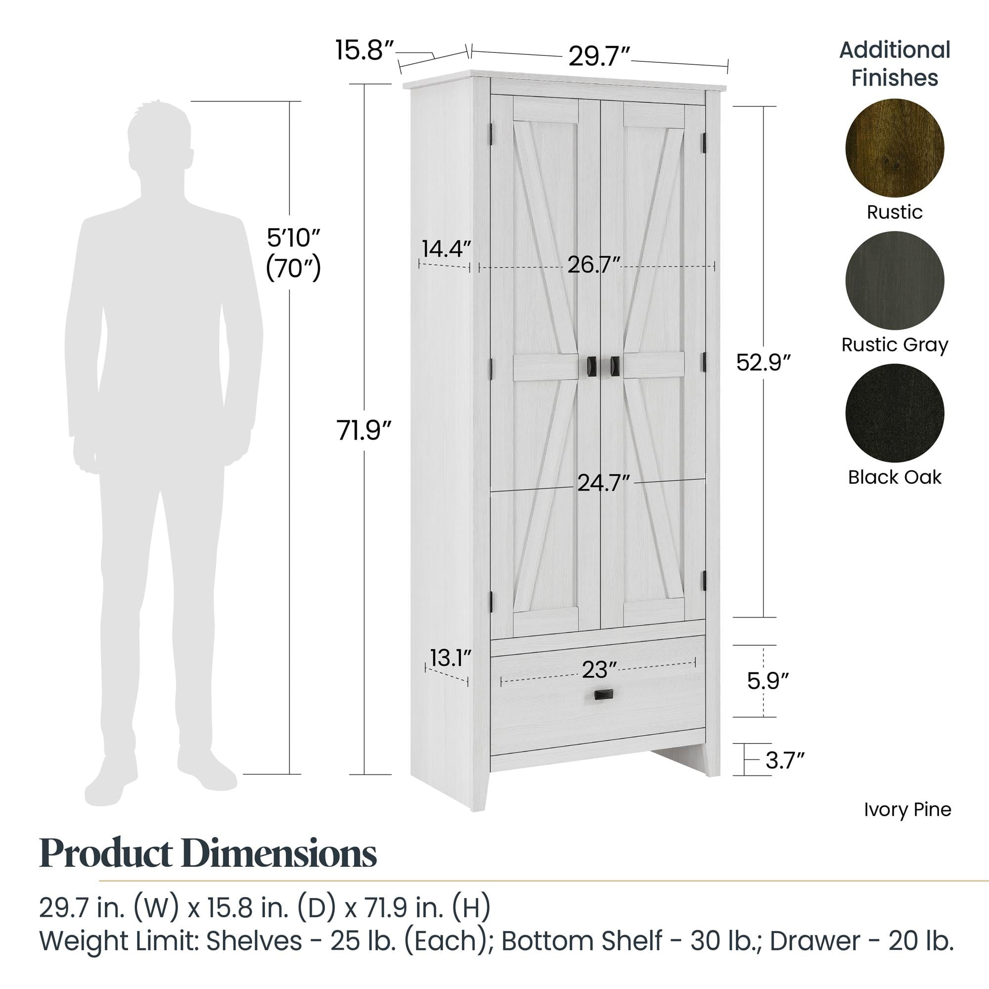 Systembuild Evolution Farmington 30" Wide Storage Cabinet, Sandy Pine